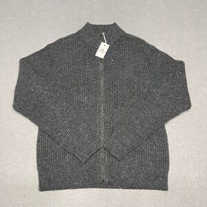 Marine Layer Inverness Sweater Jacket Mens Medium Charcoal Grey Full Zip Ribbed